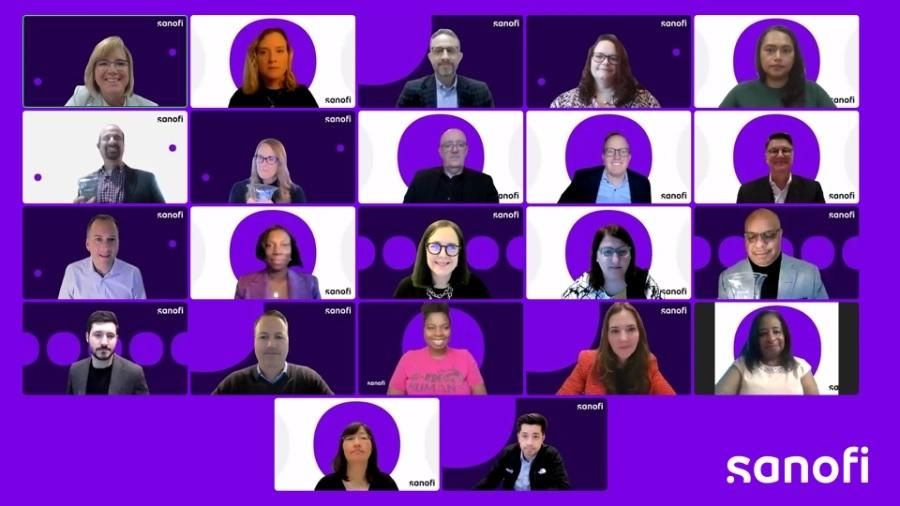 Screenshot of zoom meeting attendees with the sanofi logo in the lower right corner.