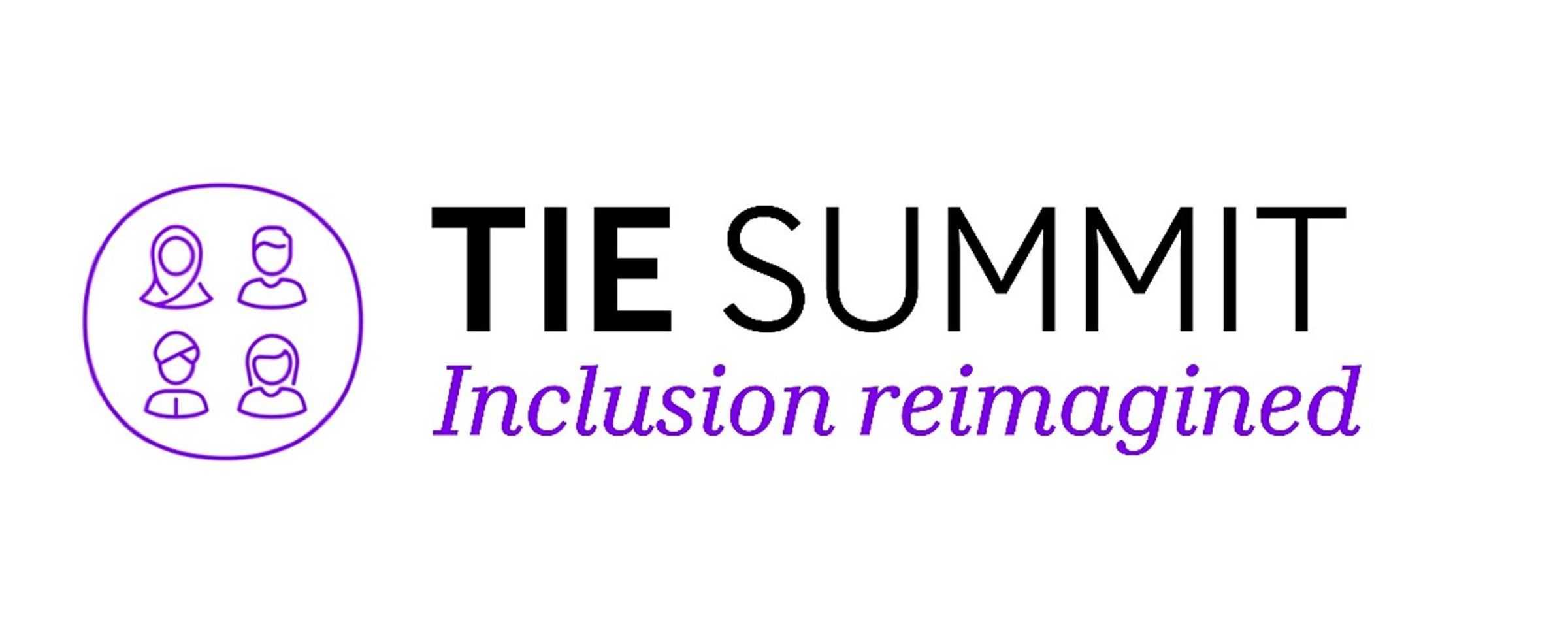 TIE Summit Inclusion Reimagined logo with small purple outline of four silhouttes of diverse people
