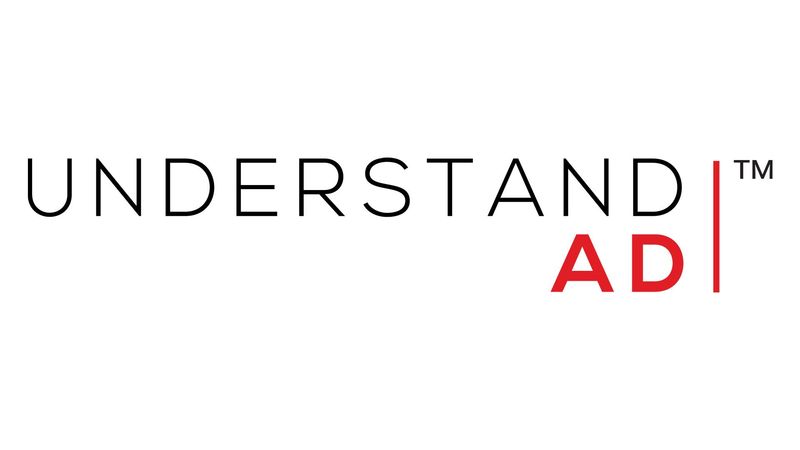 UNDERSTAND AD trademark logo. The word 'UNDERSTAND' appears in bold black sans-serif uppercase letters with a trademark symbol. Below it, 'AD' is displayed in smaller bold text, with the letters A and D separated by a vertical red line.