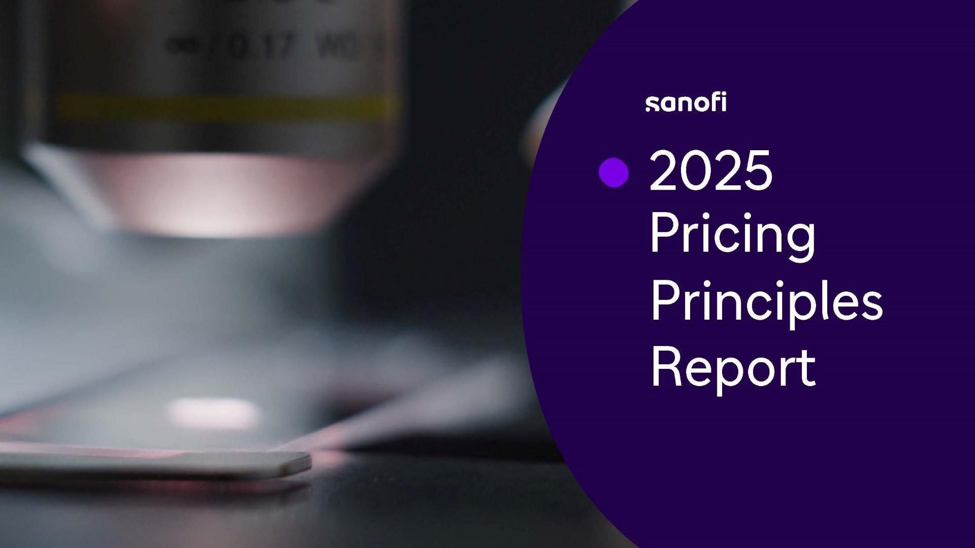 Cover page of Sanofi’s 2025 pricing principles report